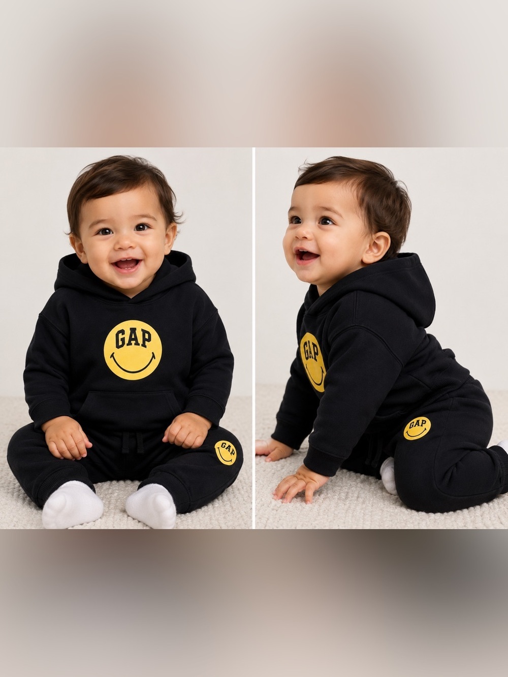 GAP BABY SMILEYWORLD SWEATSUIT - BLACK  SIZE 6-12 MONTHS (NEW WITH TAGS) A13